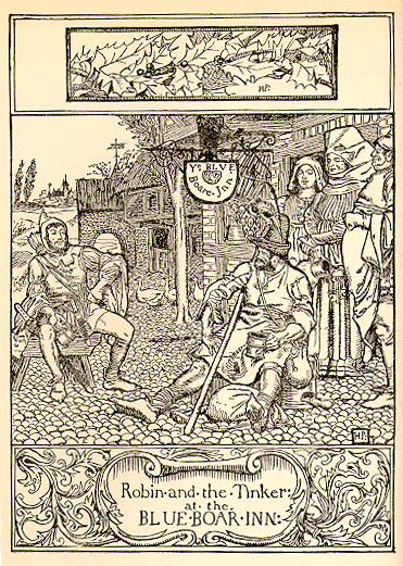 Robin and the Tinker at the Blue Boar Inn 
by
Howard Pyle 1883